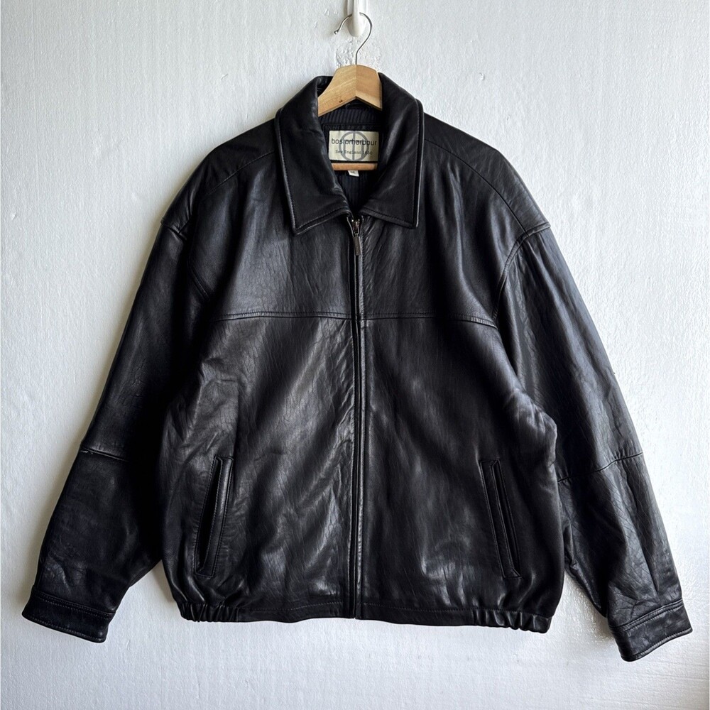 Boston Harbour Men's Black Butter Soft Leather Full Zip Jacket Size 2XL Tech